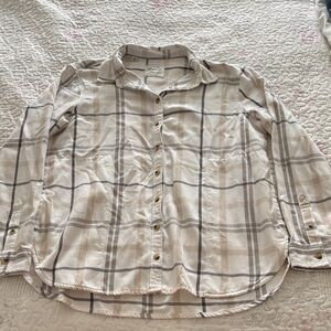 Jachs Girlfriend Beige and Brown Plaid Shirt